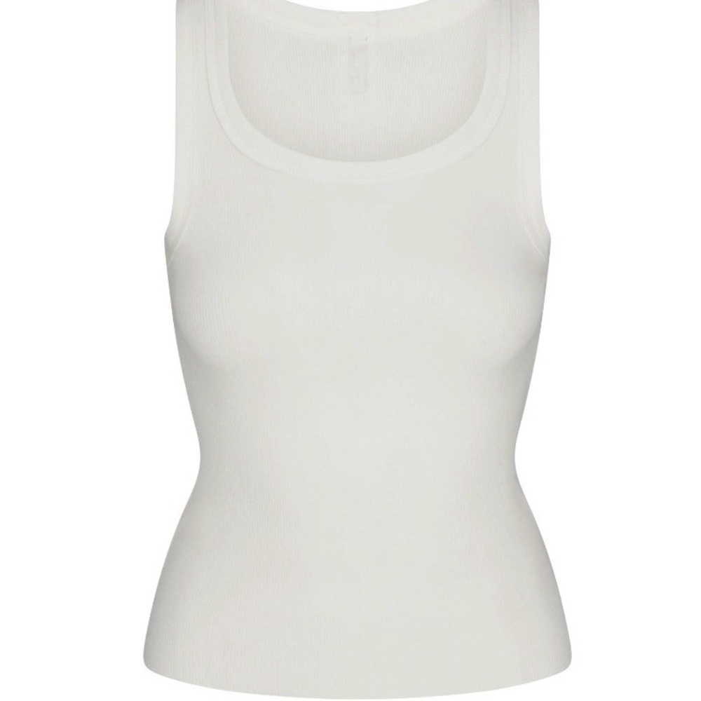 SKIMS Cotton Rib High Scoop Tank Marble Size L NWT / Ribbed Scoop Neck Tank